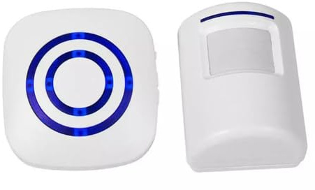 Wireless Home Security Driveway Alarm, Entry Alert, Visitor Door Bell Chime with 1 Plug-in Receiver and 1 PIR Motion Sensor Detector Alert System, Quality Sound and LED, 38 Melodies