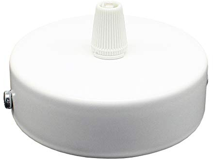 Anschlussdose Weiß Metall im Set mit Zubehör ø 80x25mm Verteilerbaldachin Aufputzdose Verteilerdose mit Zugentlastung Decken-Baldachin für Pendel-Lampen und Hänge-Leuchten