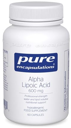 Pure Encapsulations Alpha Lipoic Acid ALA 600mg, 60 Vegetarian Capsules | Antioxidant Metabolic Support, 600mg Water- & Lipid-Soluble Alpha Lipoic Acid, Hypoallergenic Formula