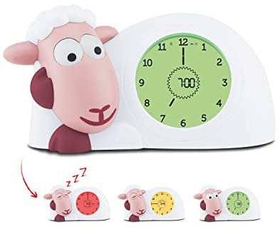 Zazu Reloj Sam el Cordero - Reloj de Entrenamiento para Dormir y luz Nocturna para niños | Despertador Luminoso | Ayuda a tu Hijo a Aprender cuándo despertarse | Brillo Ajustable | Apagado automático