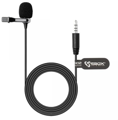 SBOX 267954 Microfono Lavalier Condensatore Omnidirezionale 3.5mm Adattatore PC Nero