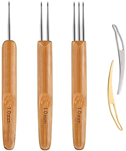 AUGSUN Dreadlock-Häkelnadel, Zopfhaar, Dreadlock-Nadel, ineinandergreifendes Werkzeug für Lokal, Weben, Häkeln für Zöpfe, Basteln, Stricknadeln (1,0 mm)