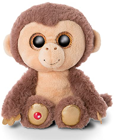 NICI 46945 Original - Glubschis Hobson 15 cm - Cuddly toy monkey with big eyes - Fluffy plush toy with glitter eyes - cuddly toy for cuddly toy lovers, brown/beige