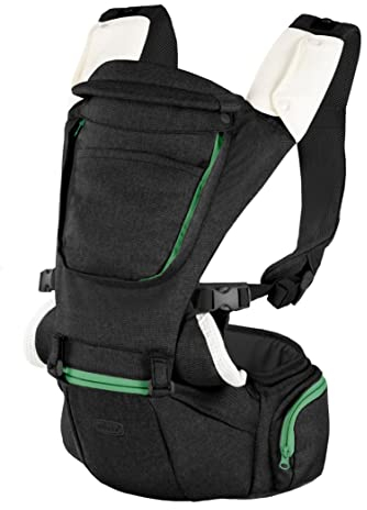 Chicco Hip Seat 3-in-1 Multifunktionale Babytrage mit festem Boden, abnehmbare Schultergurte und Schutzkappe, 8 Positionen – von Geburt bis 15 kg – Pirat Schwarz