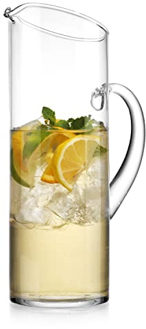Glass Water Pitcher with Spout – Elegant Serving Carafe for Water, Juice, Sangria, Lemonade, and Cocktails – Crystal-Clear Glass Beverage Pitcher.
