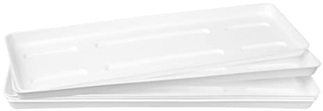 Home Garden Ornaments - White Rectangular Plant Pot Trays Set of 5 - 46cm Plastic Saucers