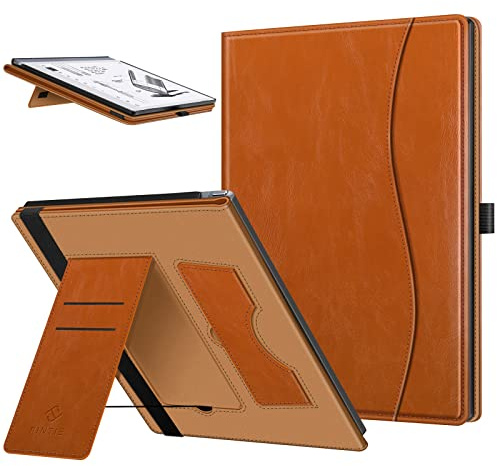 Fintie Stand Case for Remarkable 2 Digital Paper Tablet 10.3 inch (2020 Released) - Premium PU Leather Stand Cover with Card Slot & Pen Holder, Brown | PU Leather Hard Back Shell Foldable Kickstand Cover, with Card Slot and Pen Holder