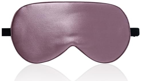 LaCourse 100 % sovmask silke organisk för att sova med resväska. Båda sidor av siden med 19 momme med justerbar ögonmask, sovmask för kvinnor, grålila