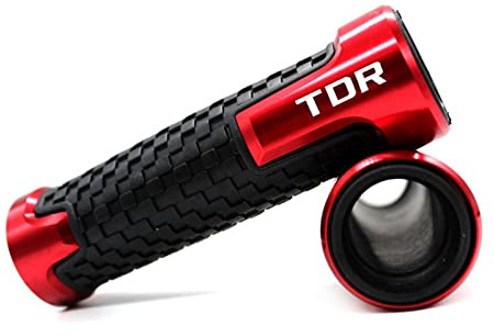 RESKIO Motorrad Griff TDR Logo Für Yamaha TDR125 TDR240 TDR250 Motorrad 7/8 '' 22MM CNC Lenkergriffe Griff Griff Lenker Motorrad-Lenkergriffe (Color : Red)