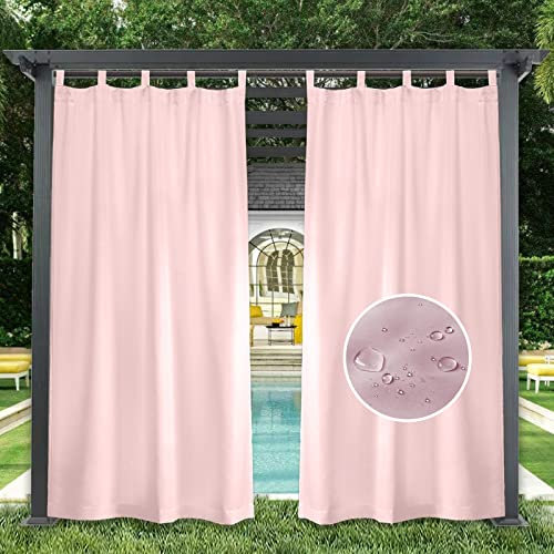 GZQIAWY 1 Panel De Cortinas para Exteriores, Cortina De Privacidad Opaca Impermeable para Interiores, para Patio, Piscina, Cabaña, Pabellón, Pérgola,203.2 cm x 228.6 cm (Ancho x Alto),Rosa Claro