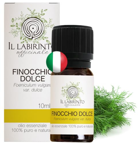 Olio Essenziale Finocchio Dolce puro alimentare Italiano Il Labirinto Officinale - Oli Essenziali Naturali - Olio essenziale per Diffusori e Umidificatori, Aromaterapia - 10ml