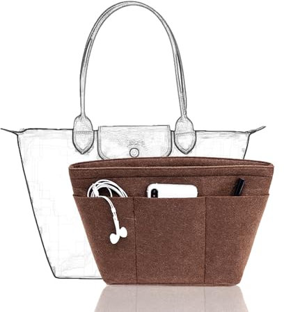 D.DUO Geldbörsen-Organizer-Einsatz mit 12 Taschen, kompatibel mit Tragetasche, Handtaschen (Braun, Klein)