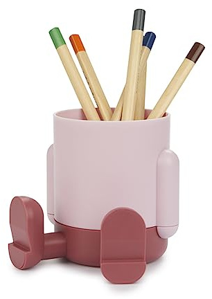 balvi Stiftehalter Mr. Sitty Farbe Rosa Farbiges und originelles Design mit zwei Fächern Kunststoff