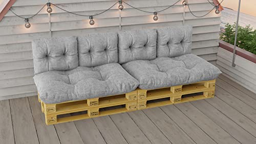 King Matratzen Palettenkissen Set für Europaletten wasserdicht sitzkissen rückenkissen Indoor und Outdoor 120x80 60x40 3 Farben (6ER Set HELLGRAU (11))
