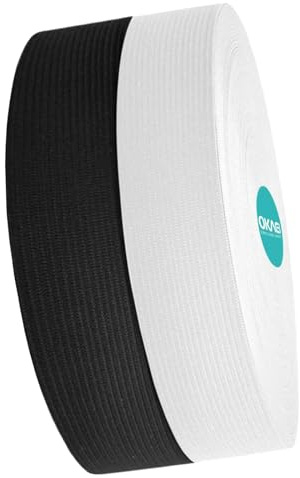 Okaei 10 M Gummiband - Gummibänd nähen - Öko-Tex zertifiziertes - Leichtes Dehnen 20 mm Breit Gummiband - Ideal für DIY Nähen, Kleidung und Basteln - 5 M Schwarz und 5 M Weiß