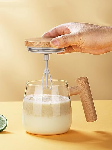 BOBASH Automezcla, 400 ml con Agitador Eléctrico para Café, Cacao, Chocolate - Ideal para Oficina y Escuela