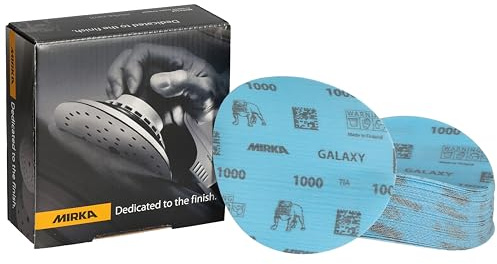 Mirka Galaxy Lot de 50 disques abrasifs de qualité supérieure pour résine époxy, bois, métal – Technologie anti-encrassement et auto-affûtage – Idéal pour ponceuses électriques 125 mm Grain 1000