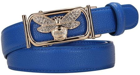 JIARY Damen-Gürtel Ratsche Modischer, Damengürtel Cowboy Braun, Taillengürtel Damen Schmal mit Automatischer Schnalle Legierung mit Quadratischem Tiermuster,Blau,105CM/41.3''