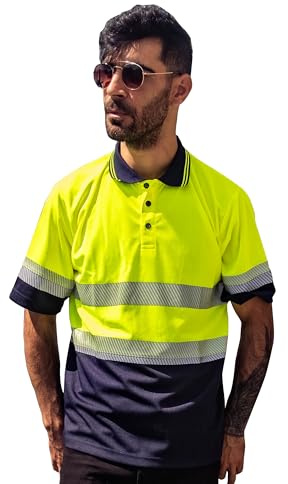 Capto Apparel Warn-T-Shirt – Reflektierendes Warn-Shirt – Warn-Shirt – Sicherheits-T-Shirt – Arbeits-Shirt – Warn-Shirt für Herren – T-Shirt für Arbeitskleidung – Gelb/Schwarz – L
