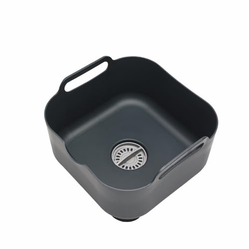ReBorn Recycled Washing Up Bowl 9L Kitchen Large Made in UK - Dark Grey | Large carry handles, integrated plug, useful pour spout, 9 litre capacity, dishwasher safe, made from 100% recycled plastic