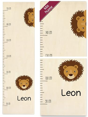 Messlatte Kind Holz - Kindermesslatte süßer Löwe mit Name I - 90-150 cm - Holz - personalisierte personalisiertes baby personalisierter kinder geschenke