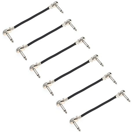 Toyvian 6pcs Right Angle Instrument Cables for Guitar Bass and Keyboard Flathead Effect Pedal Patch Cables Double Shielding and Oxygen Clarity