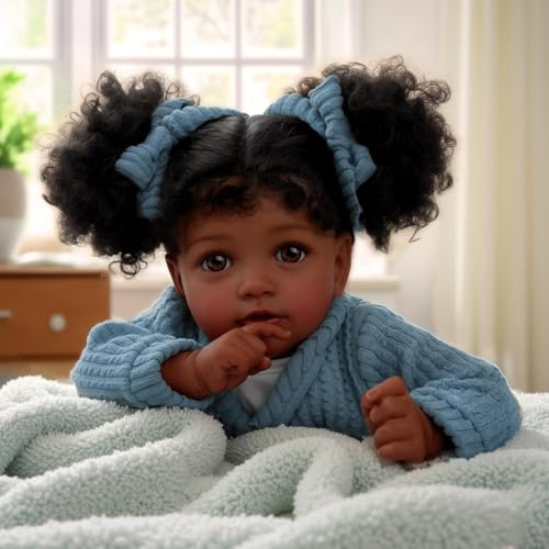 BABESIDE Reborn Baby Schwarzes Mädchen – 20 Zoll weiche, Lebensechte Babypuppen, Reborn Puppe mit Geschenkbox für Kinder ab 3 Jahren