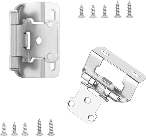 Qrity 2 Piezas Bisagra de Gabinete Semiocultas, Bisagras de Puerta de Gabinete de Cocina, Bisagras de Gabinete Armario para Puerta de Armario, Plata