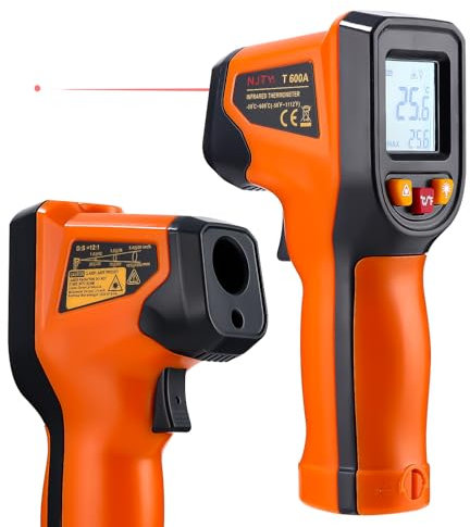 Toaren Termometro Infrarossi Digitale(-50-600°C) Termometro Cucina Digitale Laser Digitale Termometri IR Senza Contatto con LCD,Emissività Regolabile, per Auto, Forno, Freezer, Cucina (Non per Umani)