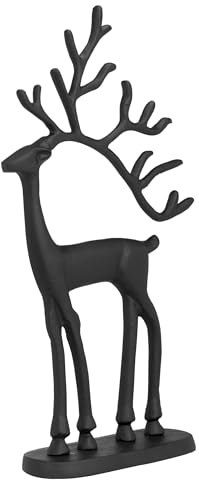 EGLO LIVING Deko Rentier Baligian, Weihnachtsdeko Fensterbank | Herbstdeko Wohnzimmer, Weihnachtsfigur Hirsch Reh, Tischdeko Weihnachten Herbst, Metall in Schwarz, H 39 cm