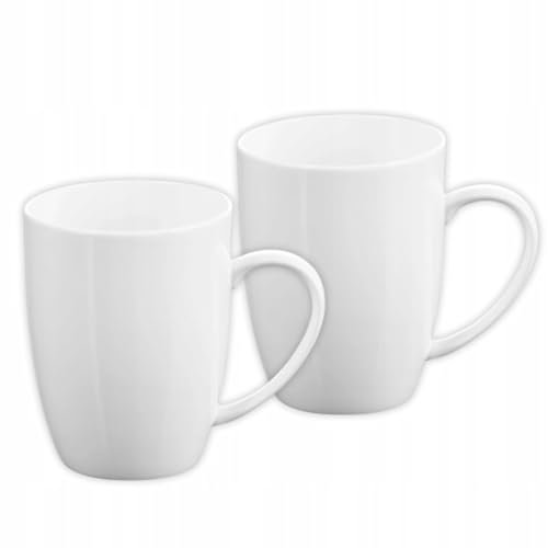 Wilmax - Tazze da tè e caffè - Set da 2-460 ml - Tazza da caffè in porcellana - Set per tè, caffè, cappuccino - porcellana - Bianco