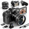 NBD Appareil Photo numérique 4K 48 MP autofocus avec Grand Angle et Macro, Zoom 16x, Carte 32 Go et Microphone, Écran IPS 3 180°, WiFi(Noir)