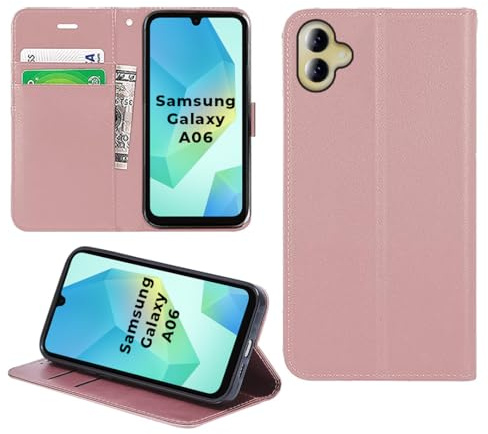 DN-Technology For Samsung Galaxy A06 Case Flip Wallet [Card Holder] | Magnetic Closure, Kickstand, PU Leather Phone Cover 6.7 inch, ROSE GOLD
