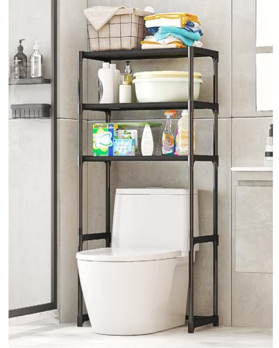 Niwugady Estantería de almacenamiento para el inodoro, 3 niveles sobre el estante de almacenamiento de inodoro, independiente sobre estante de inodoro para baño, lavandería balcón, 51 x 30 x 134 cm