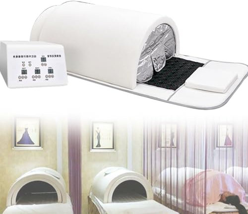 Dôme De Sauna Professionnel Infrarouge Lointain Avec Oreiller Et Tapis Infrarouge,Capsule De Sauna Personnelle à Couverture Complète à 360 Degrés Avec Pierres Tourmaline Et Germanium,White
