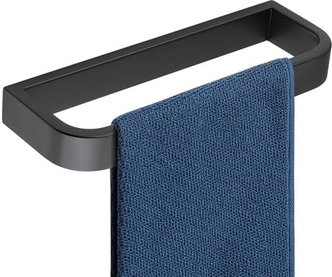 SAYAYO Black Hand Towel Holder, 25CM Towel Rail Wall Mounted for Bathroom, Heavy Duty SUS304 Stainless Steel Towel Ring with Drilling