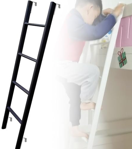Scaletta Letto Castello Scala per letto a castello soppalco interno nero - Scala per letto con gancio - Scale a castello per camper a 4/5 gradini, scale universali per letto a soppalco salva