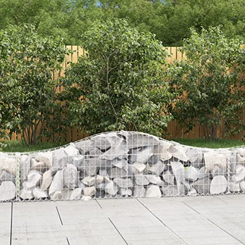 Homgoday Arched Gabion Baskets 3 pcs 200x30x40/60 cm Galvanised Iron,Gabion Baskets Gabion Stones Gabion Wire Mesh Gabion Cages Retaining Wall Garden Wire Pot Cage Fence Privacy