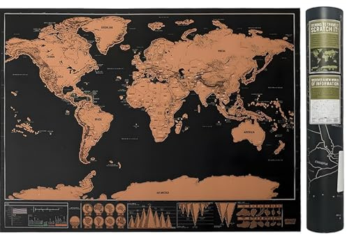 Dongcill Carte du Monde à Gratter,Mappemonde Grattable, 42.5 x 30 cm.