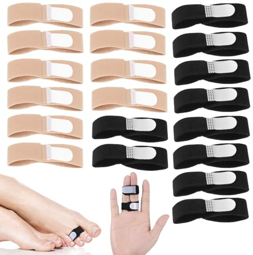 Haveneit 20 Stück fästband för finger, justerbart fingerskydd (svart, hudfärger)