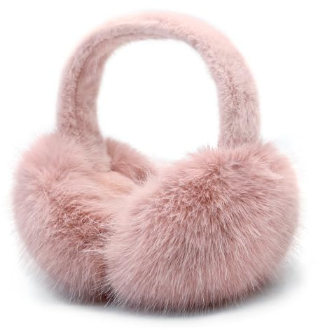 SEYUFN Plüsch Ohrenschützer Damen Winter Ohrenwärmer Faltbare Ohrenschützer Damen Earmuffs Weich Teenager-Mädchen (Dunkelrosa)
