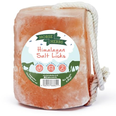 Horse Herbs Himalayan Salt Lick 3.5kg | 100% Natural Equine Supplement, Digestion Support for Horses & Ponies, Ideal for Hydration & Electrolytes, Easy to Hang