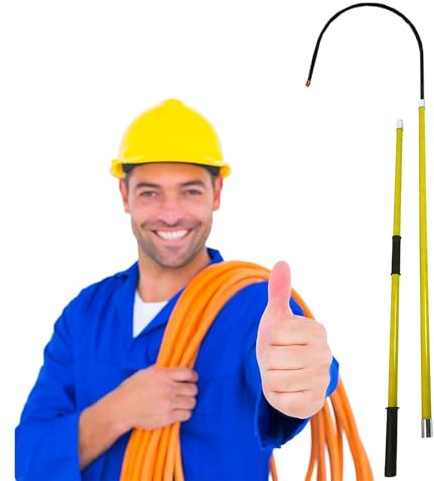 Rescue Hook, Insulated Rescue Hook, Insulating Rescue Pole, Epoxy Insulated Pole, Fire Electrician Anti-electrocution Rescue Hook, for Power Station/ Factory/ Auto Maintenance(2m/6.5ft)