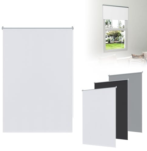 ACXIN Verdunkelungsrollo Klemmfix ohne Bohren 100x210 cm – Thermorollo Fensterrollo, Seitenzugrollo, Rollo für Fenster & Tür, Sichtschutz & Sonnenschutz (Weiß)