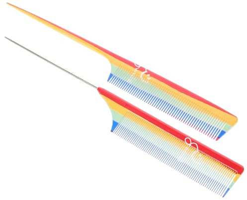 Mikinona Pettine a Coda Di Topo in Acciaio e Plastica, Set Da 2 Pettini Per Chioma Fini, Strumenti Per Sfumare, Cotonare e Dividere, Leggeri e Resistenti Per Donna e Uso Professionale in Salone e Casa