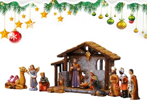 Belén de Navidad - Figuras Navideñas Pesebre Decoración - Miniaturas Figuras Decorativas para Hogar Oficina Jardín Salón Dormitorio