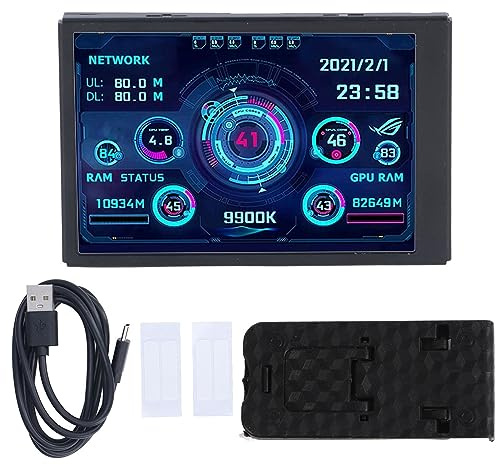 OPPWONG PC -Temperaturanzeige, Typ C Sub Screen Computer Temp Monitor PC Sensor Panel USB Mini -Bildschirm CPU GPU RAM HDD -Datenmonitor für Temperaturanzeige, 3.35x2.17x0.31in (Normale