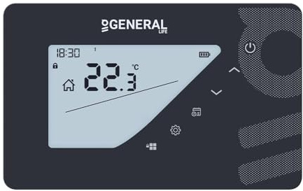 GENERAL Life Smart Wi-Fi Room Thermostat with Wireless Receiver Included, Programmable Controller for Central Heating, App Control, Alexa & Google Compatible, Black – Mitra HT440S