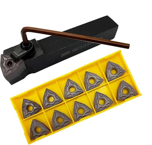 RHFGYY 16 mm MWLNR1616H08 Indexierbarer Hartmetalldrehwerkzeugeinsatz-Halter mit 10 Stück WNMG080408-MA WNMG432 Indexierbare Hartmetalldreh-Einsatz-Schneideklinge