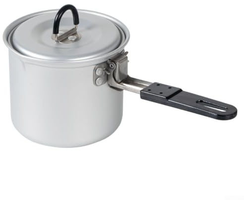 Gdfnmogo Faitout de camping léger en alliage d'aluminium 770 ml avec poignée pliable pour extérieur, pique-nique, café, thé et lait